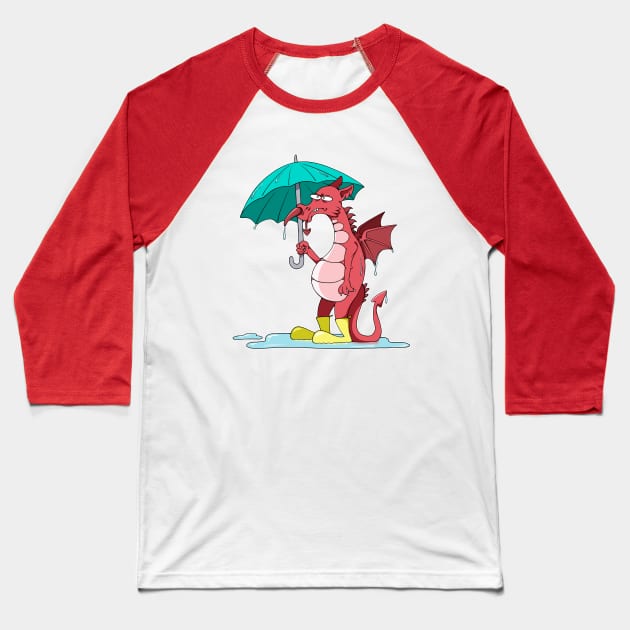 Wacky Welsh Weather Baseball T-Shirt by Skarmaiden